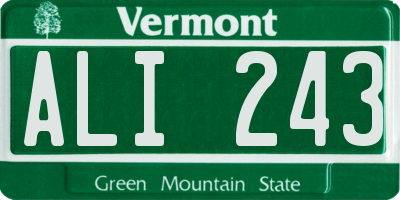 VT license plate ALI243