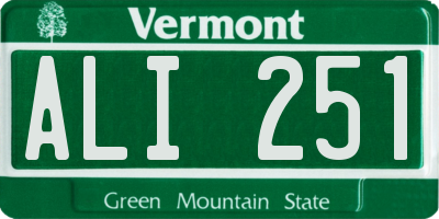 VT license plate ALI251