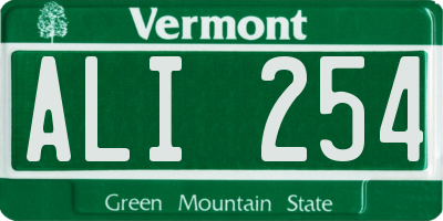 VT license plate ALI254