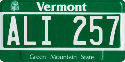 VT license plate ALI257