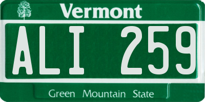 VT license plate ALI259