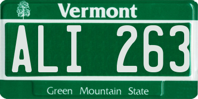 VT license plate ALI263