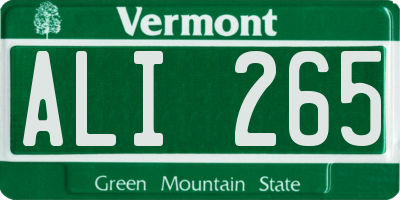 VT license plate ALI265