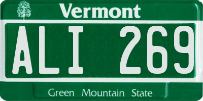 VT license plate ALI269