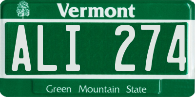 VT license plate ALI274