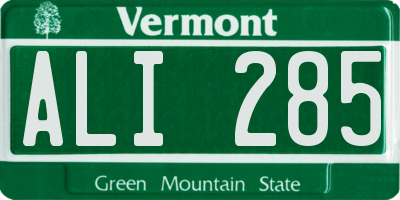 VT license plate ALI285