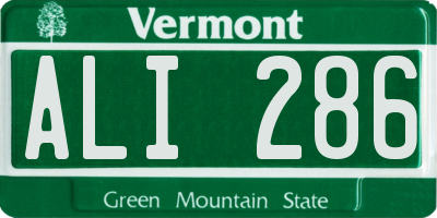 VT license plate ALI286