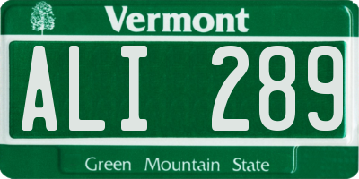 VT license plate ALI289