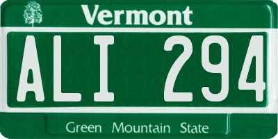 VT license plate ALI294