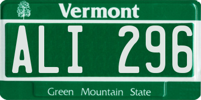 VT license plate ALI296