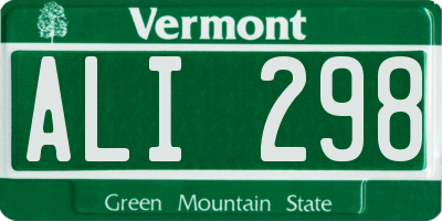 VT license plate ALI298