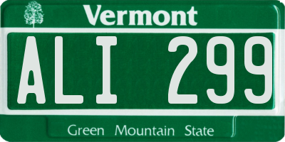 VT license plate ALI299