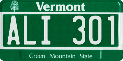 VT license plate ALI301