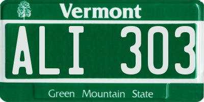 VT license plate ALI303