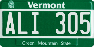 VT license plate ALI305