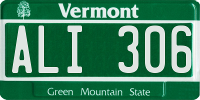 VT license plate ALI306