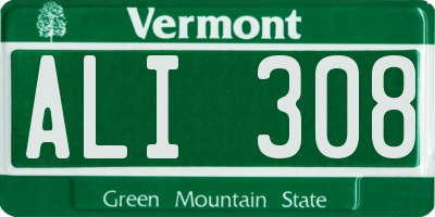 VT license plate ALI308