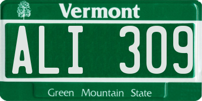 VT license plate ALI309