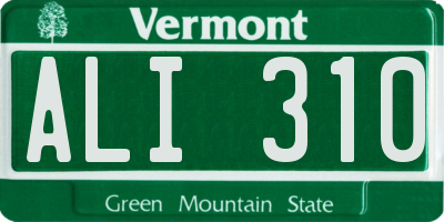 VT license plate ALI310