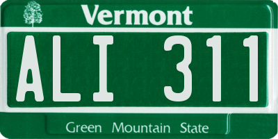VT license plate ALI311