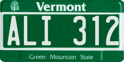 VT license plate ALI312