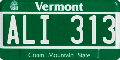 VT license plate ALI313