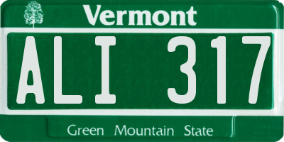 VT license plate ALI317