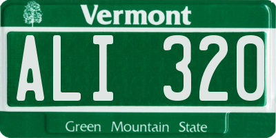 VT license plate ALI320