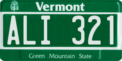 VT license plate ALI321