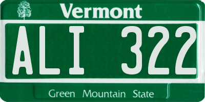 VT license plate ALI322