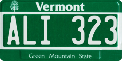 VT license plate ALI323
