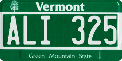 VT license plate ALI325