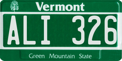 VT license plate ALI326