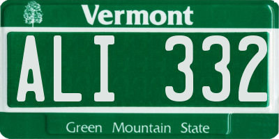 VT license plate ALI332