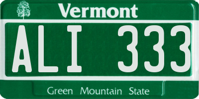 VT license plate ALI333