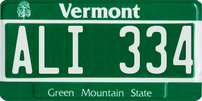 VT license plate ALI334