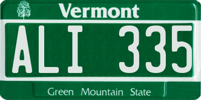 VT license plate ALI335