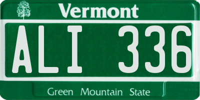 VT license plate ALI336