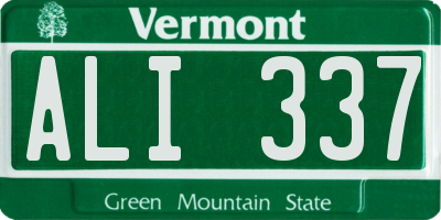 VT license plate ALI337