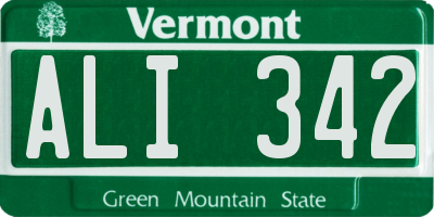 VT license plate ALI342