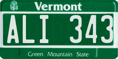 VT license plate ALI343