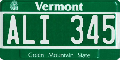 VT license plate ALI345