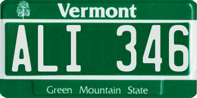 VT license plate ALI346