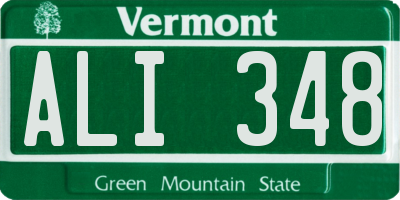 VT license plate ALI348