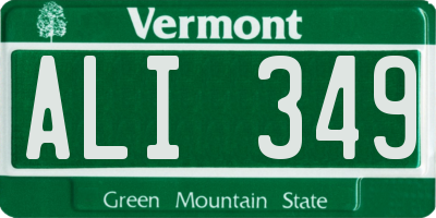 VT license plate ALI349