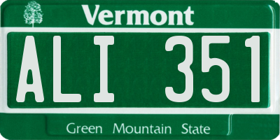 VT license plate ALI351