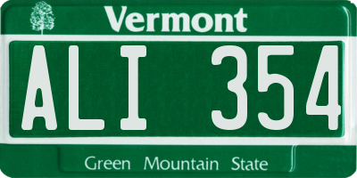 VT license plate ALI354