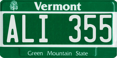VT license plate ALI355