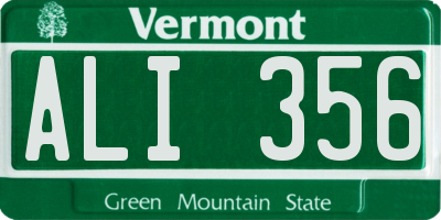 VT license plate ALI356