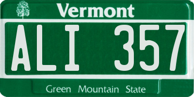 VT license plate ALI357